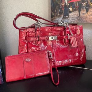 Vintage Coach Red Patent Bag & Wallet!!!